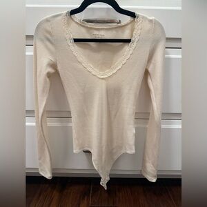 American Eagle Outfitters Cream Lace Bodysuit